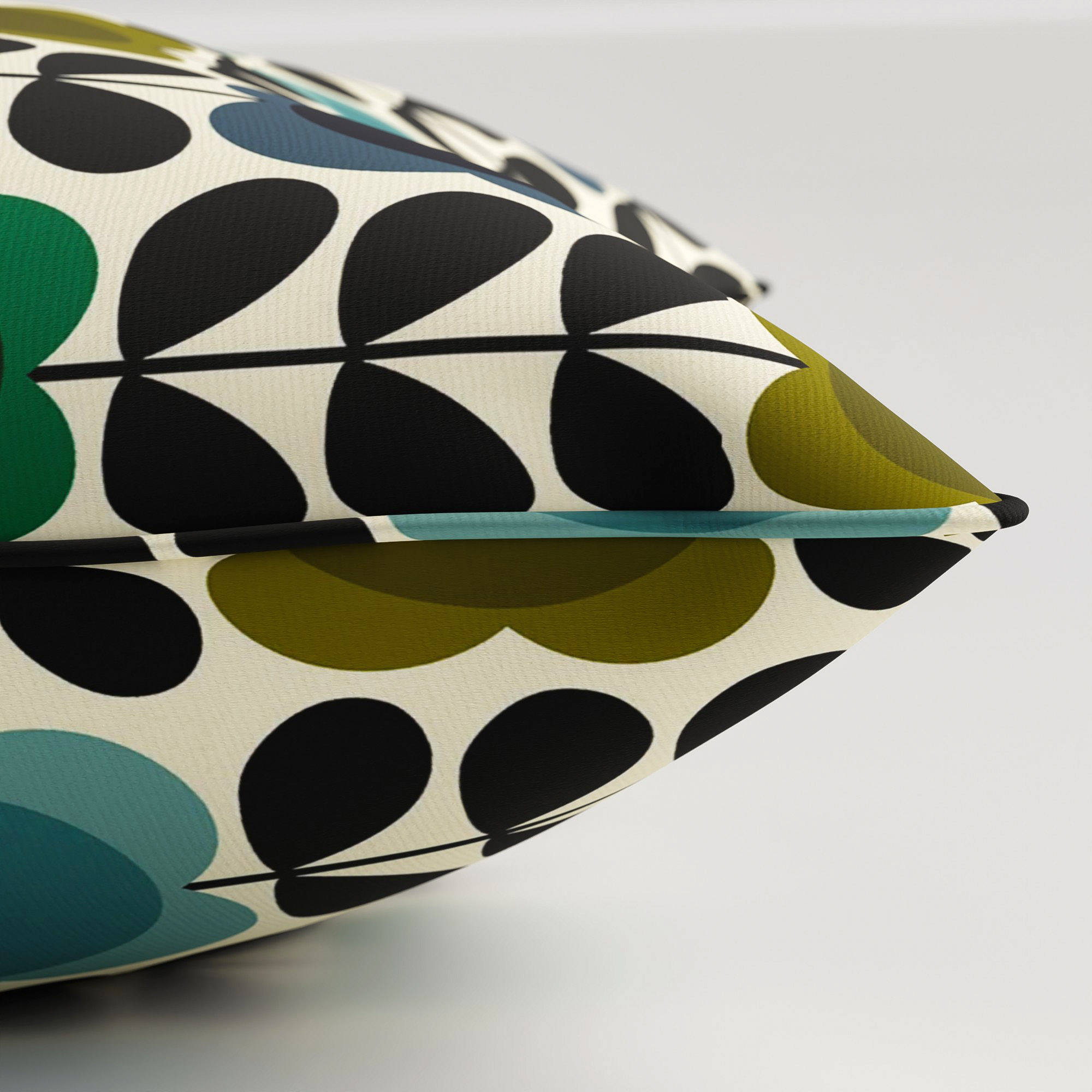 Orla Kiely Spot Flower Stem Blue & Green Cushion - Image 4