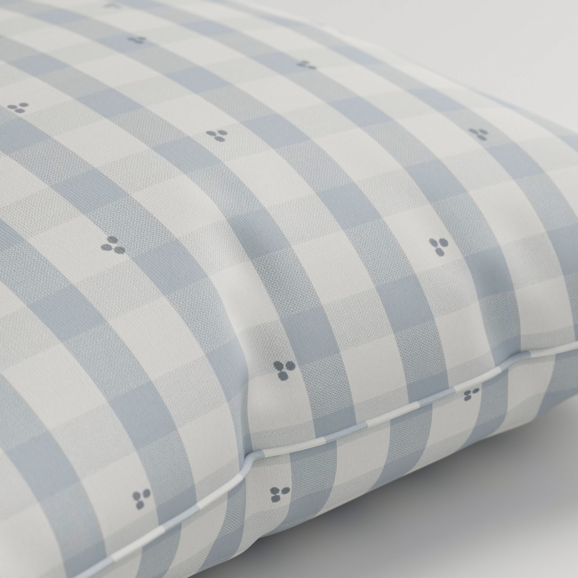 Laura Ashley Alphabet Gingham Blue Cushion - Image 3
