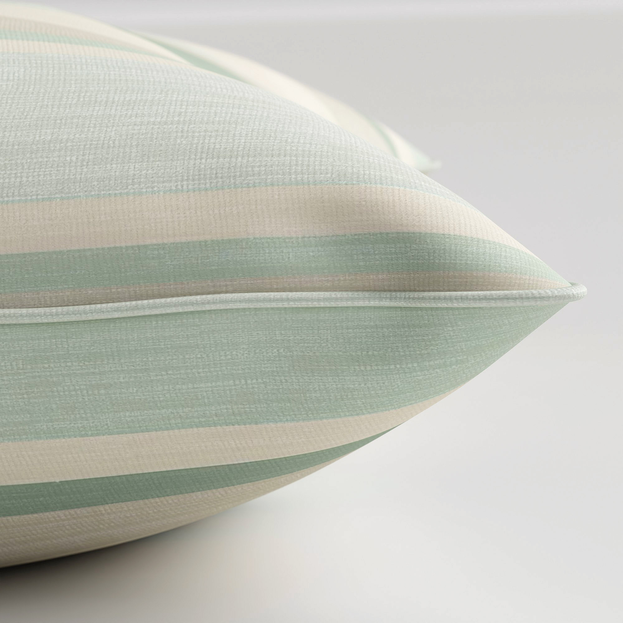 Laura Ashley Awning Stripe Smoke Green Cushion - Image 4